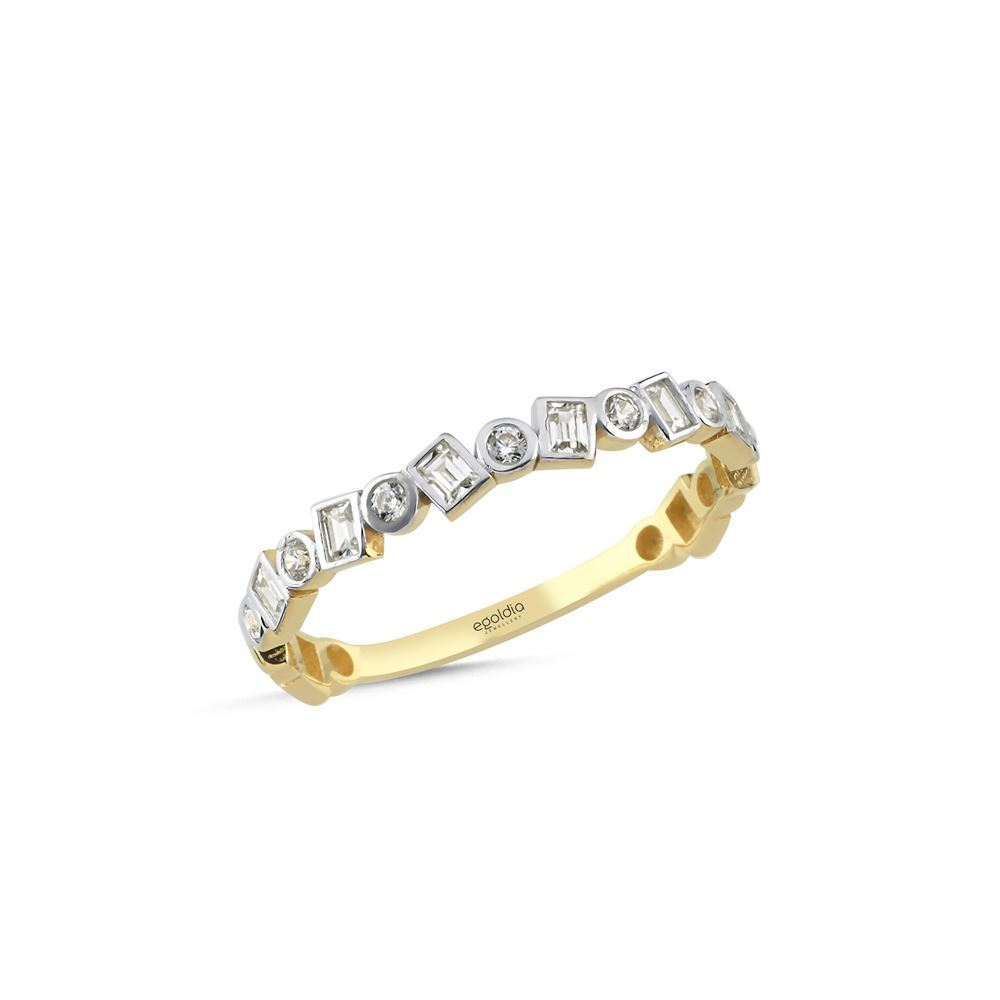 Oval Kare Baget Taşlı Yüzük