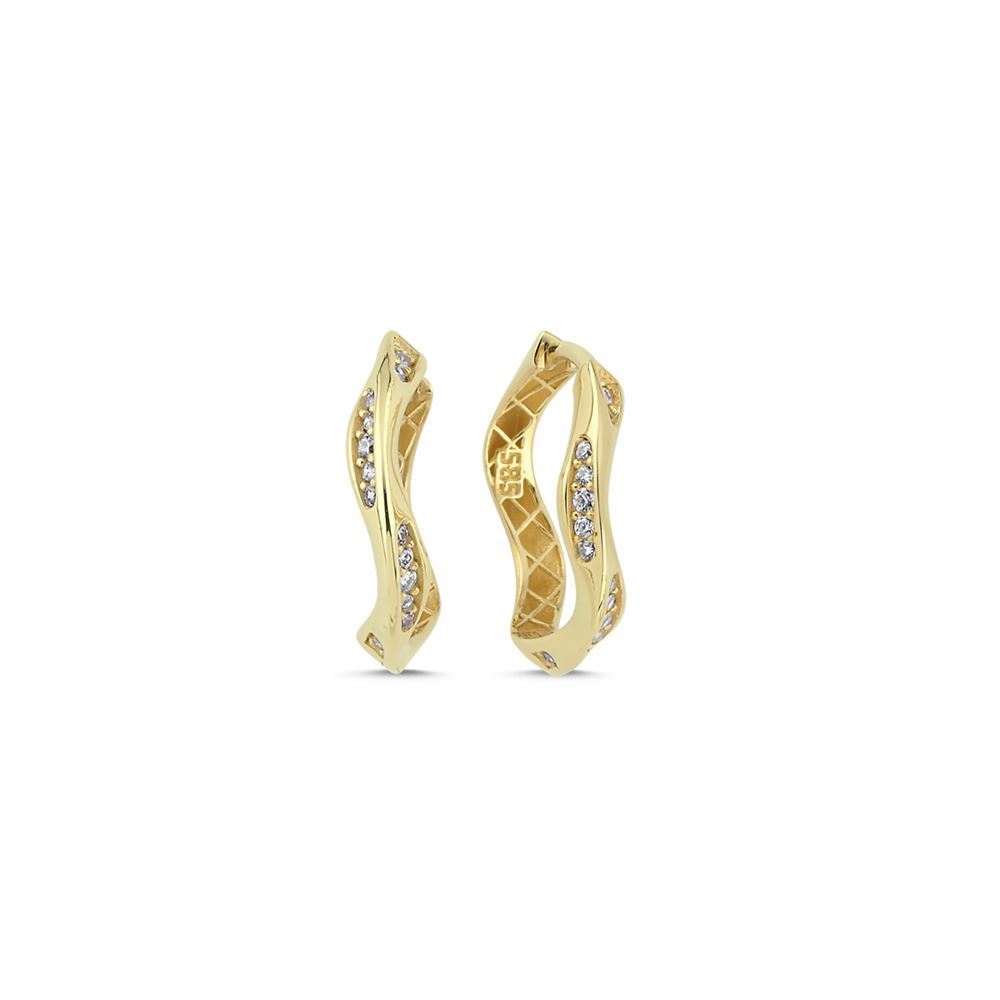 Burgu Taşlı Halka Küpe(1,5*1,5 Cm 0,4 Mm)