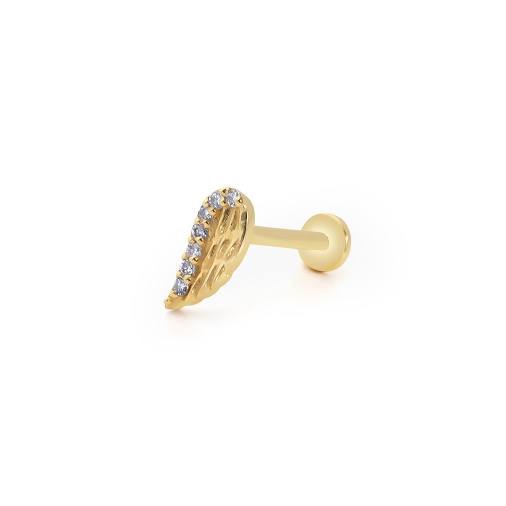 Yaprak Tasarım Taşlı Piercing