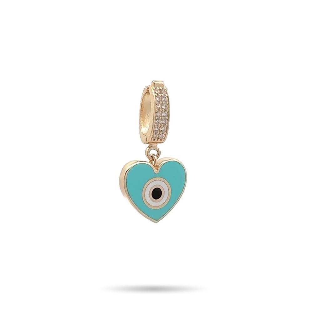 Kalp Göz Turkuaz Mineli Charm